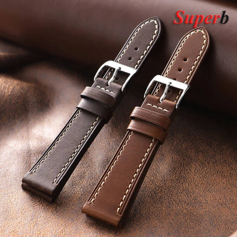 18 مللي متر 20 مللي متر 22 مللي متر خمر جلد العجل الساعات اليدوية الرجعية النفط الشمع حزام من الجلد لهواوي الرجال النساء حزام (استيك) ساعة اكسسوارات