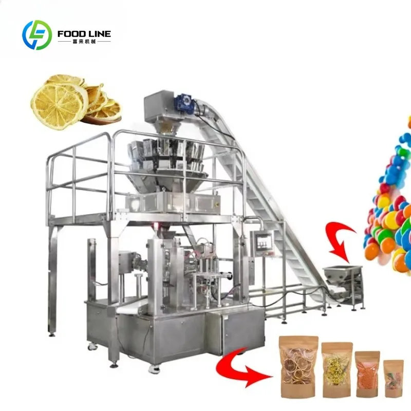 Industrial Automatic Vertical Form Fill Seal Packing Machine for Potato Chips Olives Dried Fruit Coffee Beans Packaging Line