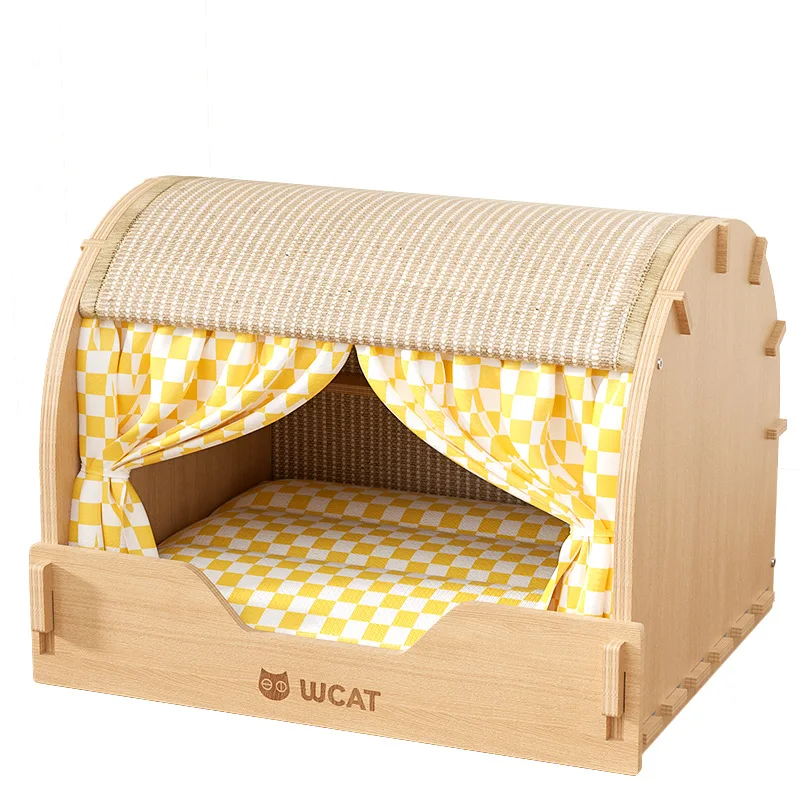Rascador casa con almohadilla de sisal y cama para gatos