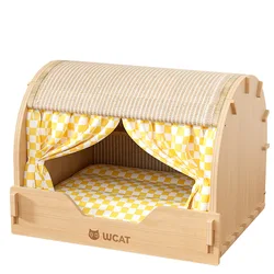 Rascador casa con almohadilla de sisal y cama para gatos