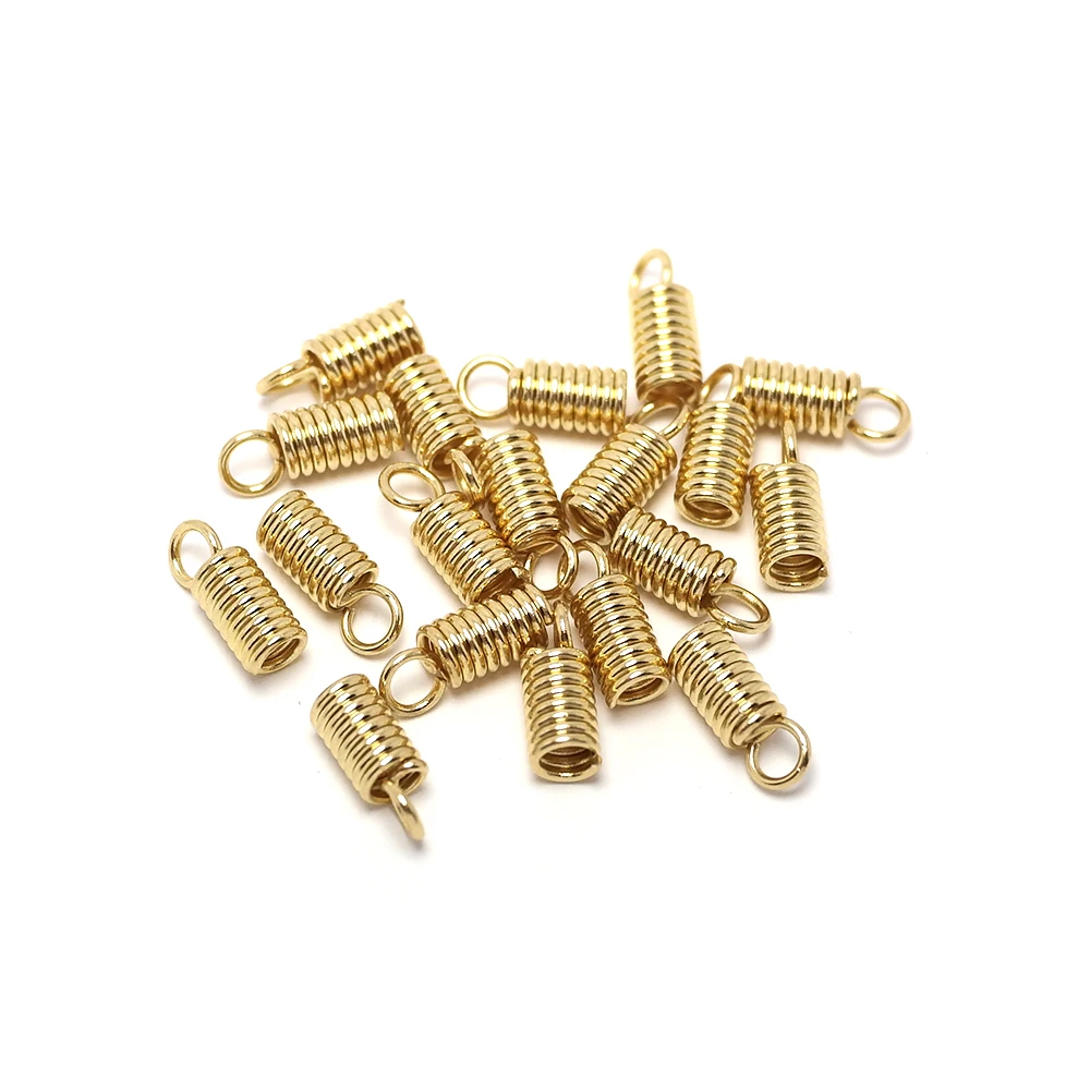 

20pcs Spring Clasps Fastener Connector,Gold Plated Stainless Steel,Cord Crimp End Caps,Bracelet Necklace Jewelry Making Supplies