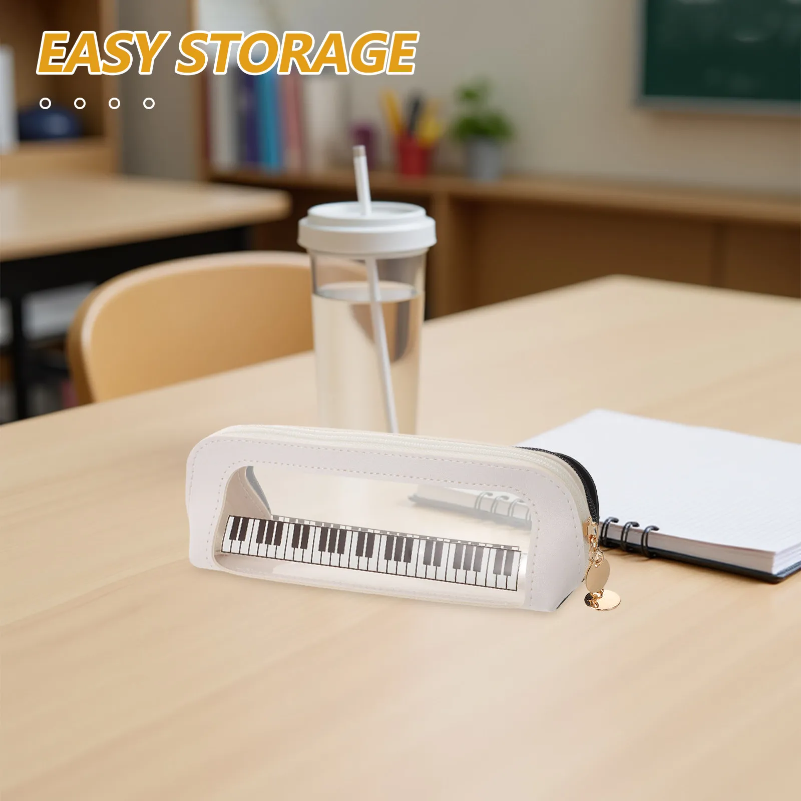 

Прозрачный пенал для карандашей в виде клавиш пианино, водонепроницаемый, с музыкальной тематикой, держатель для ручек, органайзер для студенческого и офисного стола, пенал-косметичка для канцелярских принадлежностей