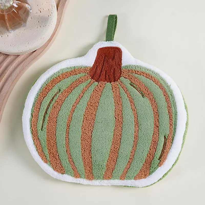 Reusable Cute Cartoon Vegetable Hanging Hand Towel Super Absorbent for Kitchen Bathroom Home Daily Use