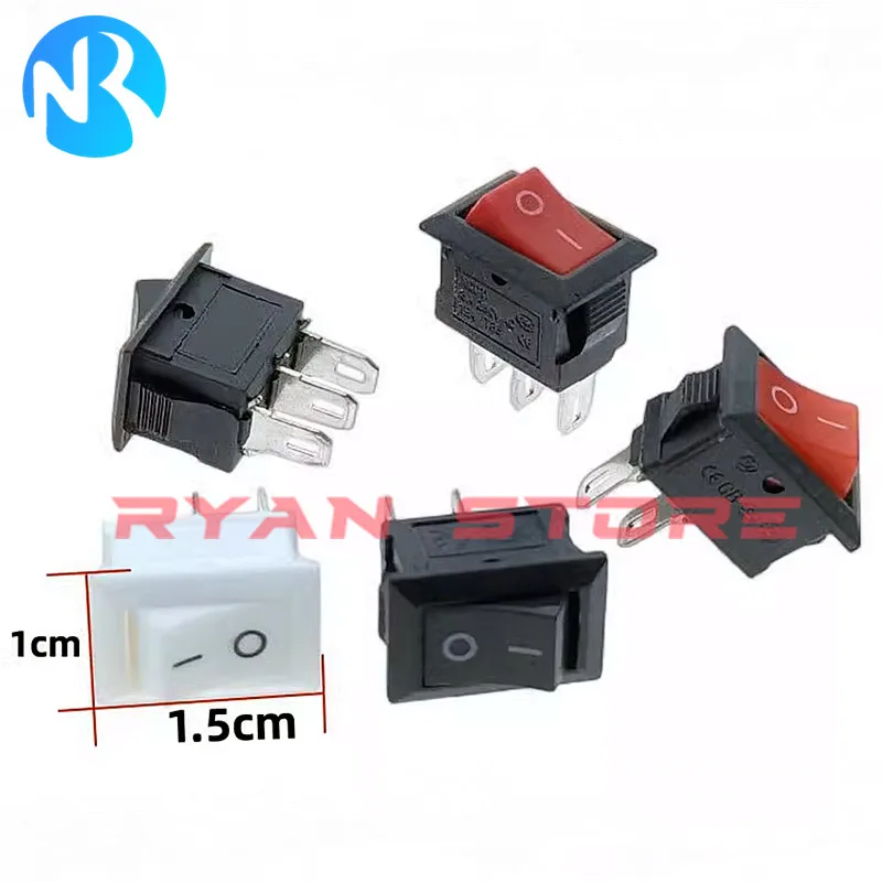 10 szt. Przycisk zasilania KCD11-101 10x15MM SPST 2/3Pin 3A 250V 6A KCD1 zatrzask On Off na łodzi Rocker Switch 10*15MM