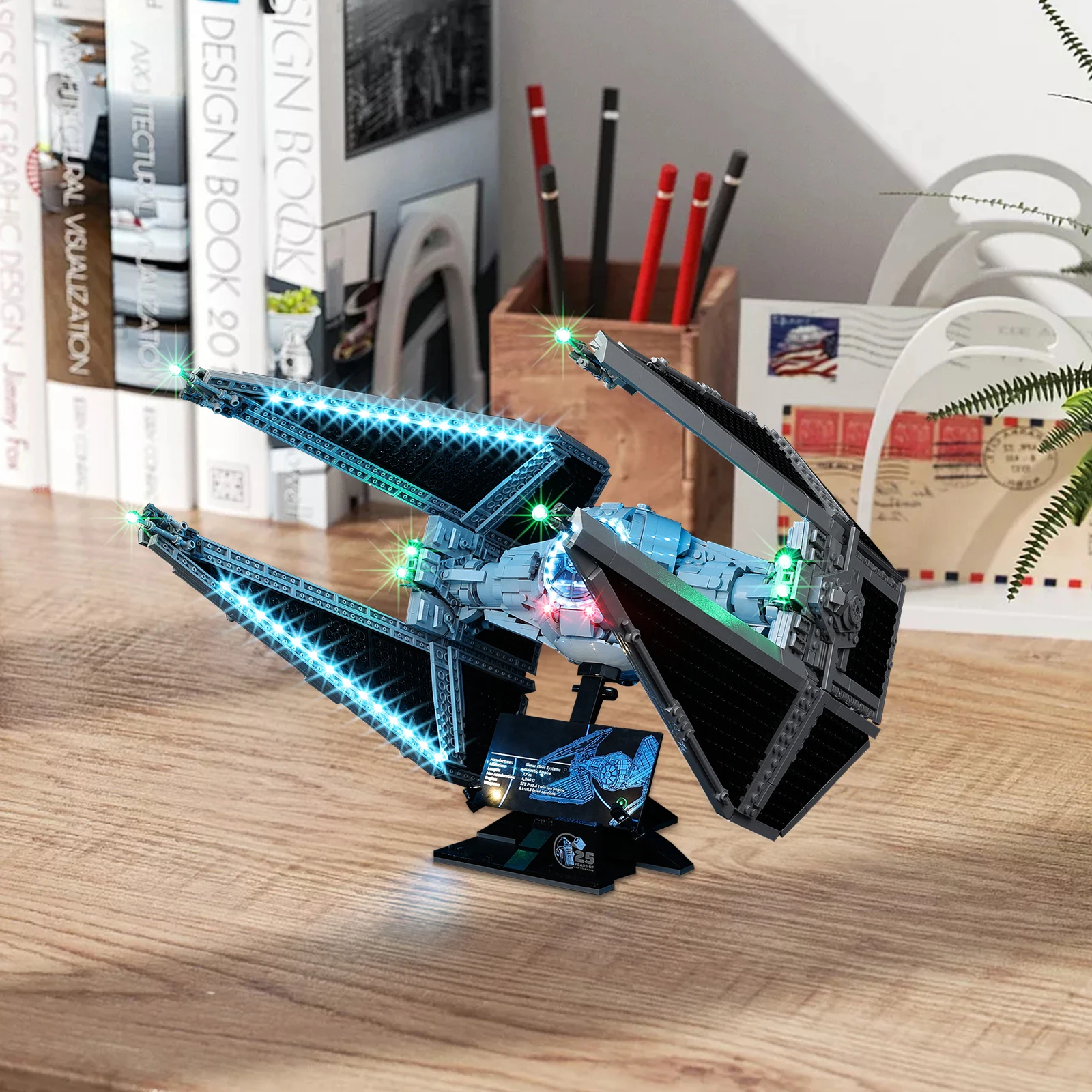 مجموعة إضاءة LED بدون نموذج مناسبة لـ LEGO Star War TIE Interceptor 75382 (باستثناء مكعبات البناء)