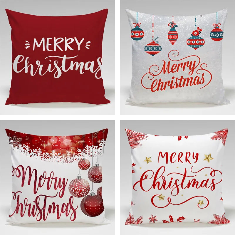 Christmas letter pattern throw pillow cover with short plush print for living room sofa decoration cushion cover pillow covers