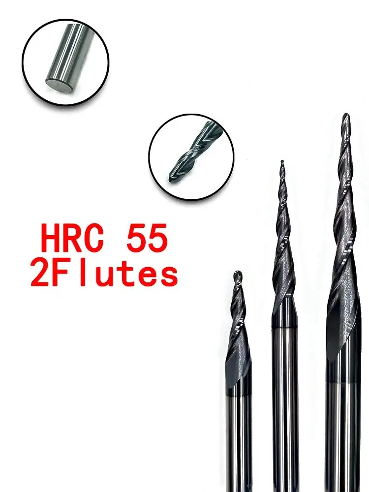 JERRAY R0.25 R0.5 R0.75 R1,R2 HRC55 D3.175 D4 D6 CNC tungsten carbide tialn tapered ball nose end mill,woodworking router bit,sp