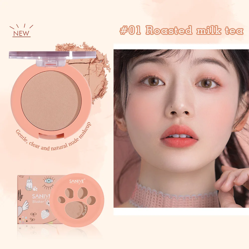 New Cat Paw Peach Blush Palette facile da indossare Cute Makeup Natural Cheek Contour Make Up Face Blush er Long-lasting Brighten