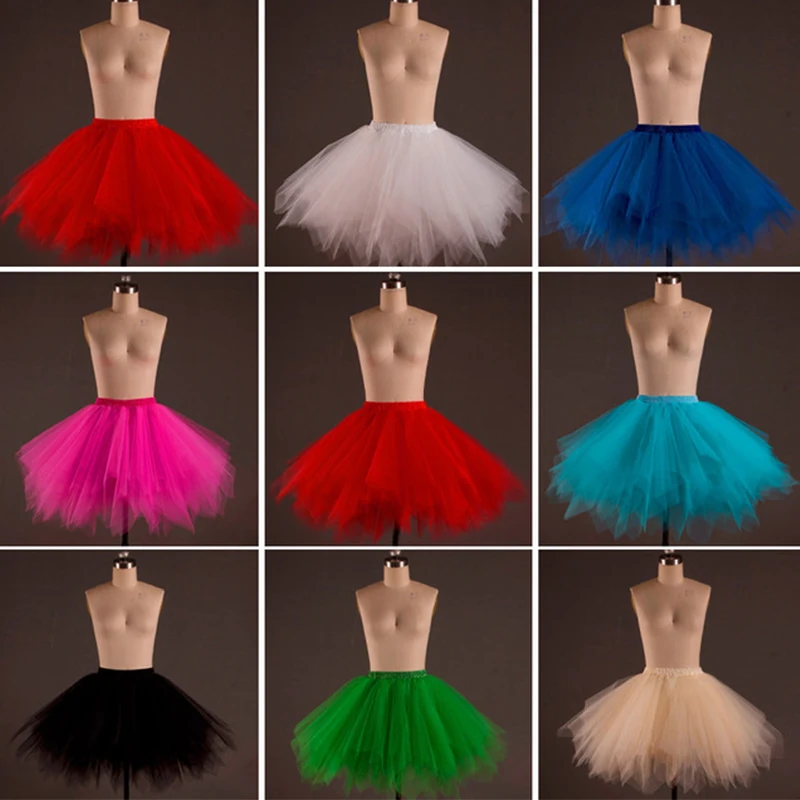 Tulle Wedding Accessories Petticoat Short Slip Dress Red and White Tutu Puffy Skirt Rockabilly Crinoline for Girl