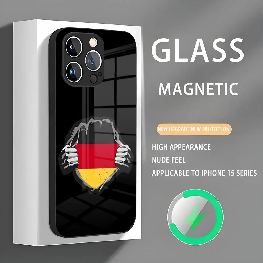 German Flag Phone Case Iphone 16 Pro Max Case 15 14 13 12 11 X XR XS XSMAX 8 Plus Mini Pro Max Glass Magnetic Phone Case