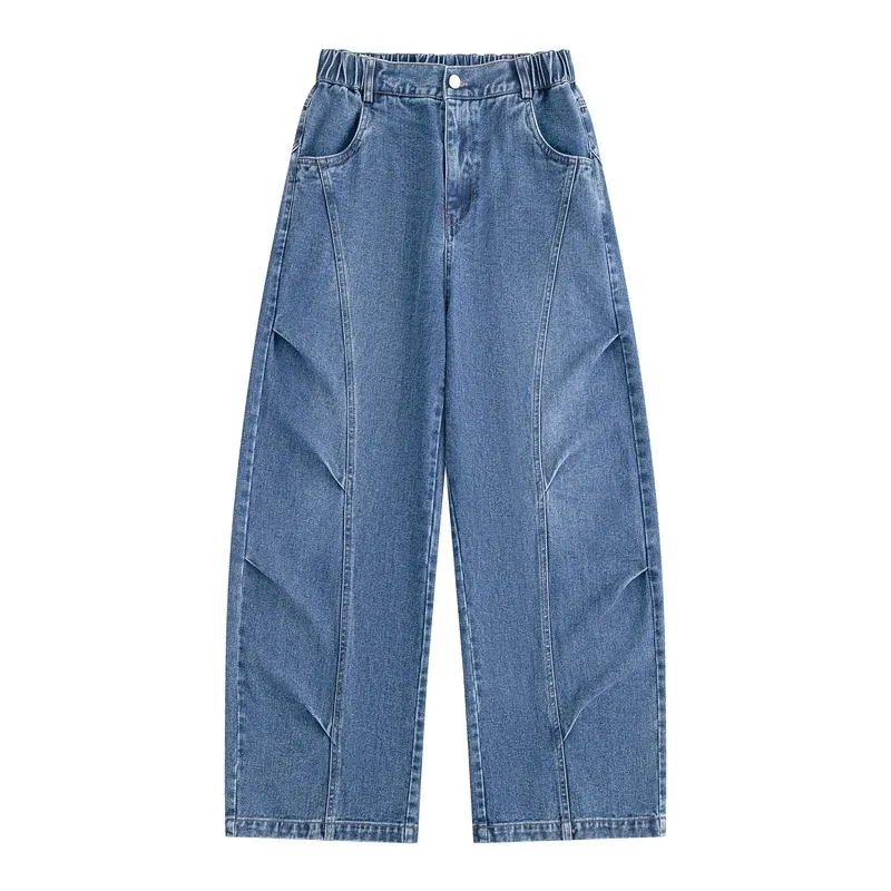 Men 2026 New Pure Cotton Jeans Loose Comfortable Denim Long Pants Versatile Casual Street Trousers For Male Daily Outdoor Wear