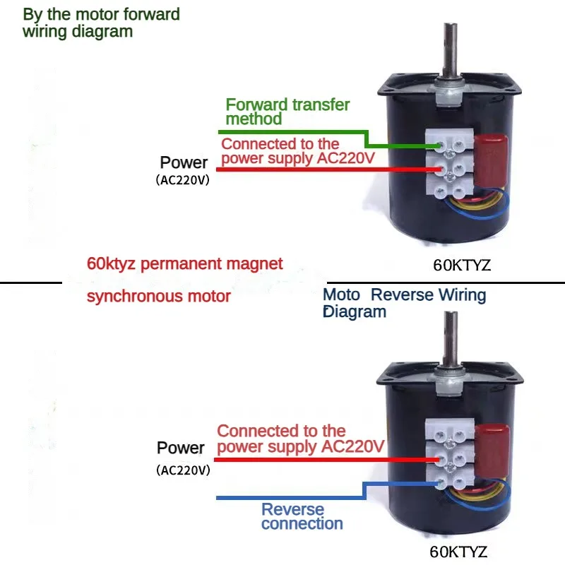 60KTYZ  220V AC motor 14W permanent magnet synchronous motor center shaft 7mm with hole 2.5/5/10/15/20/30/50/60/80/110RPM