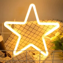 Christmas LED Neon Stars Night Light Colorful Modeling Neon Lights Xmas Wedding Party Holiday Kids Gift Home Fairy Decor Lamp