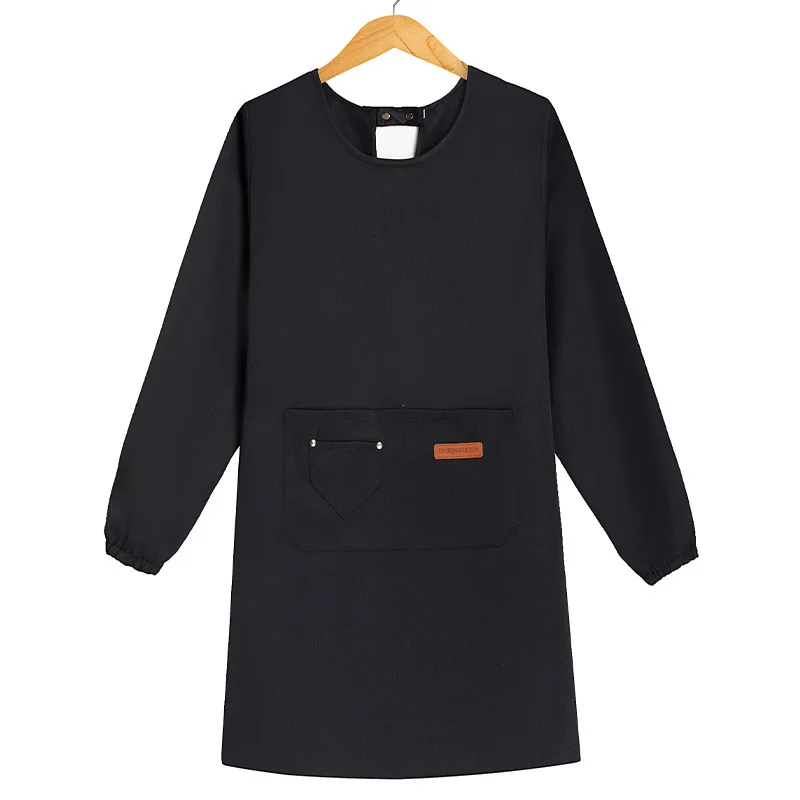 

Фартук с длинным рукавом с принтом Smocklogo для мужчин и женщин, ресторан официанта, новая рабочая одежда для взрослых, водонепроницаемая маслостойкая скрытая пуговица