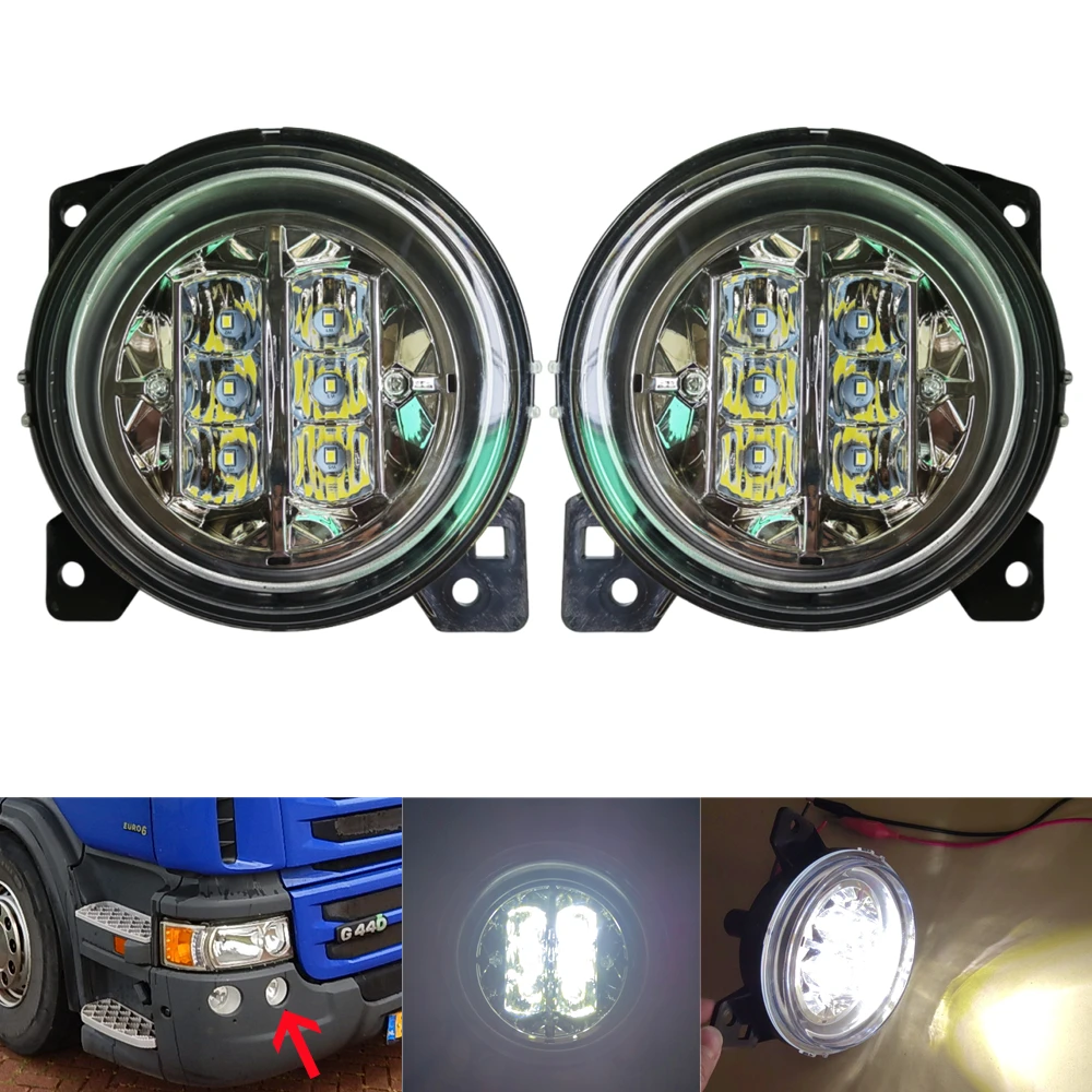 1 Pair Inside 24V LED Fog Lights For Scania G440 G450 P380 P410 R450 R620 Truck Headlight Front DRL Day Light Accessories Parts