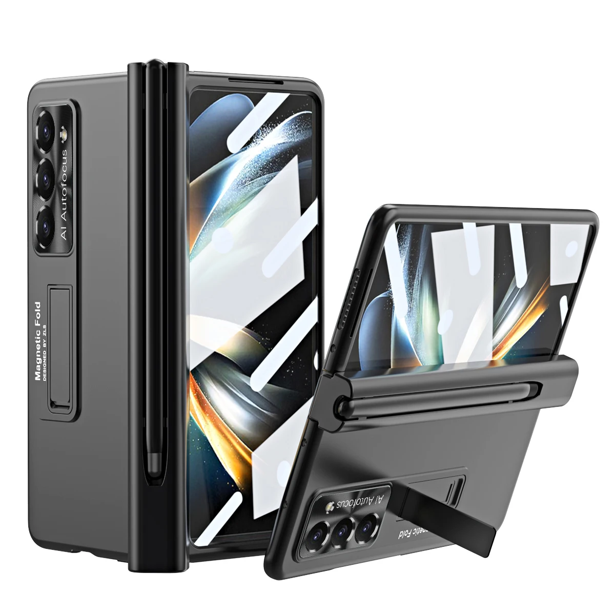 

For Samsung Galaxy Z Fold 5 Case Plating Hinge With S Pen 360 Full Screen Protector AG Matte Cover Samsung Galaxy Z Fold 4 3