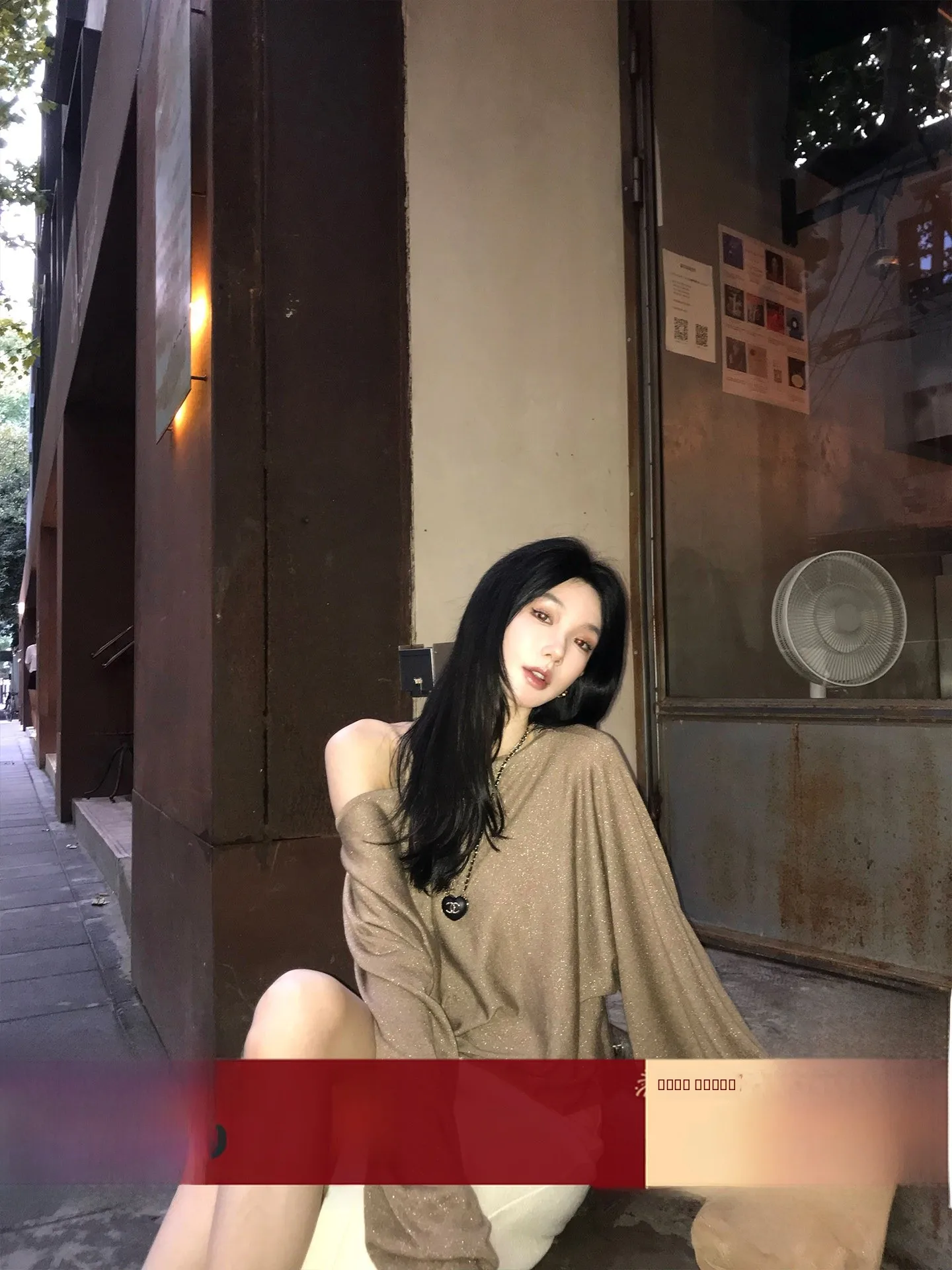 

Ouyang Bright Tead Sloped oulder Knitted Sweater Women's Loose Vintage oulder Exposure Long Sve Top for Autumn