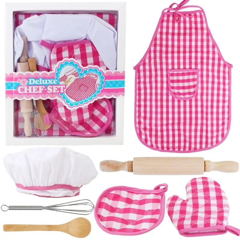 

11pcs/set simulate kids kitchen toy set Apron Chef Hat baking tools kitchen items Play house Interactive Toy baby birthday gift