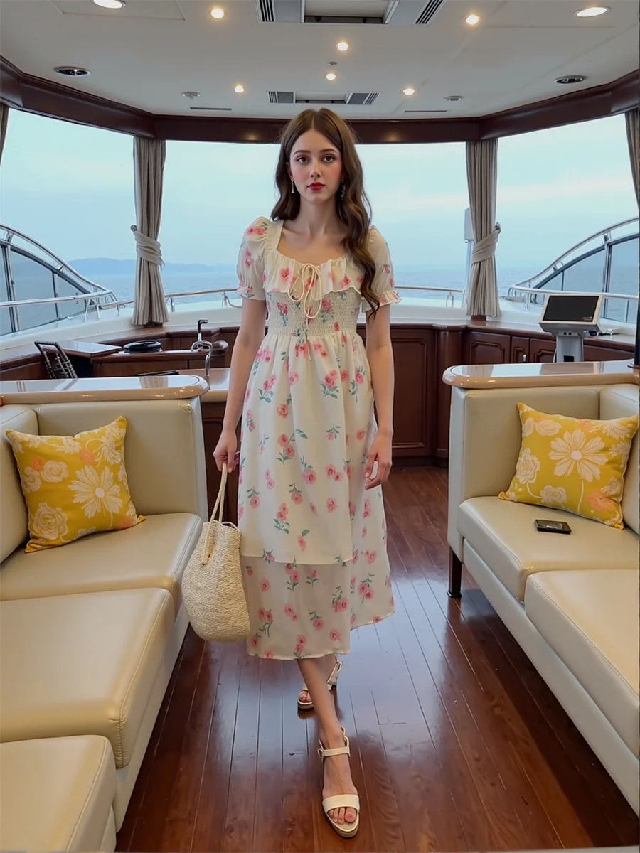 Vestido de mujer fiesta noche cumpleaños estilo Fairycore volantes fruncido gradiente Ombre multicolor colorido contraste bloqueo