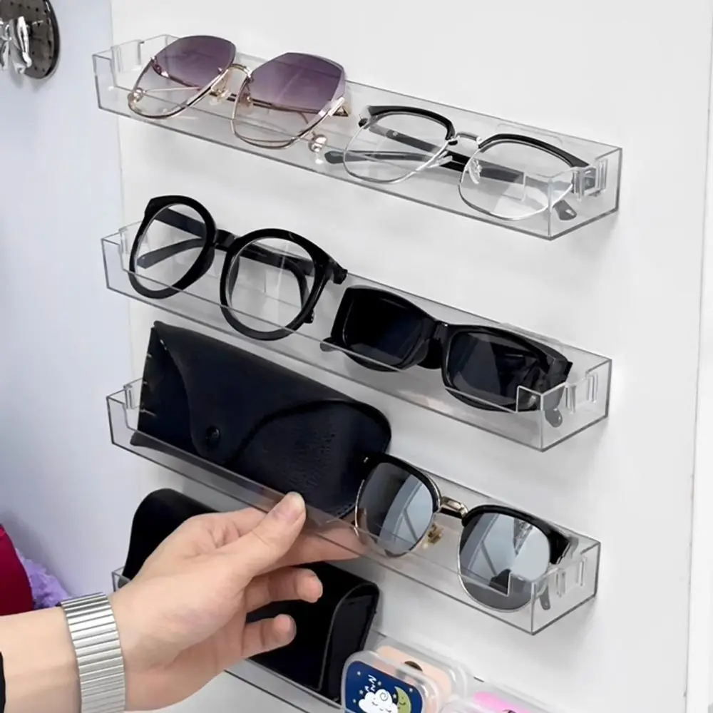 Punch-free Sun-glasses Display Holder Wall Mounted Wardrobe Decor Glass Showcase Home Tidying Sunglass Organizer