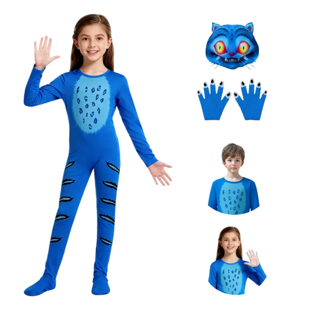 

Kids Boys Girls Anime Cartoon Tiger Singer Printed Jumpsuit Gloves Mask Clothes Set Christmas Halloween Cosplay Costumes
