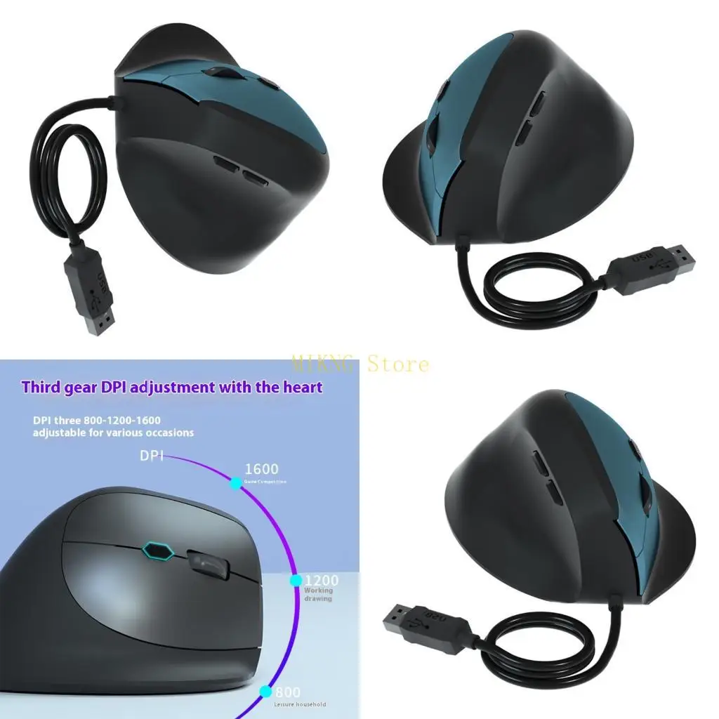 Chuột dây USB thẳng đứng với 6 nút có thể tùy chỉnh 1600dpi công thái học cho máy tính máy tính máy tính xách tay máy tính xách
