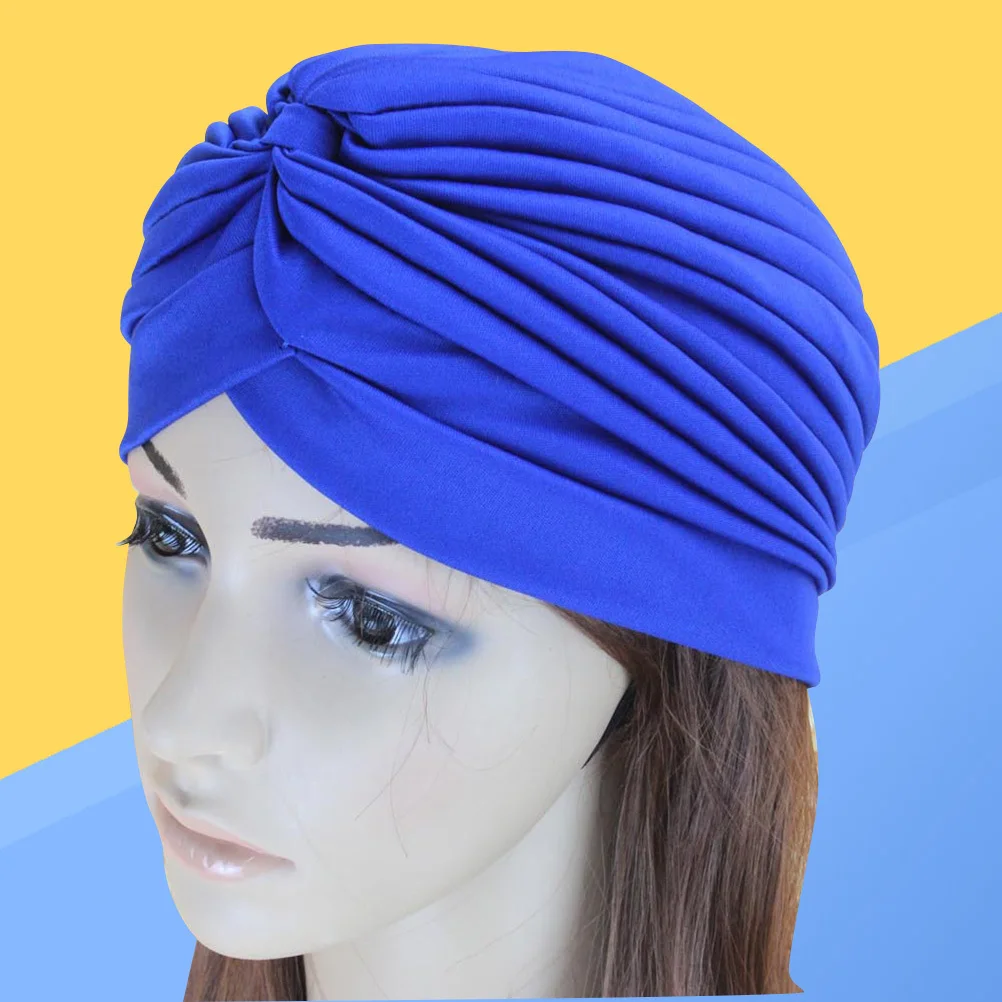 

Blue Indian Turban Yoga Hat Baotou Cap Comfortable Cotton for Women Hair Loss Cancer Chemo All Seasons Stylish Sports Turtleneck