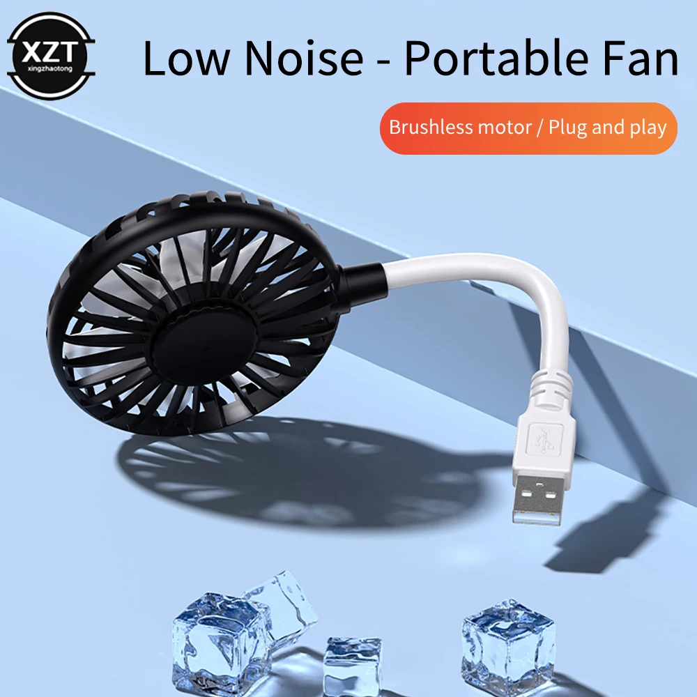 

USB Handheld Fan Air Cooler Fan Small Flexible Neck Silent Cooling Power Bank Mini Play Plug Fans Summer Outdoors and Travel