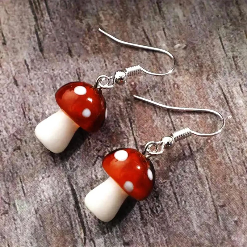 Sweet Cute Little Mushroom Earrings For Women Jewelry Accessories Fashion Cartoon Creative Simulation Food Multi-color Earrings