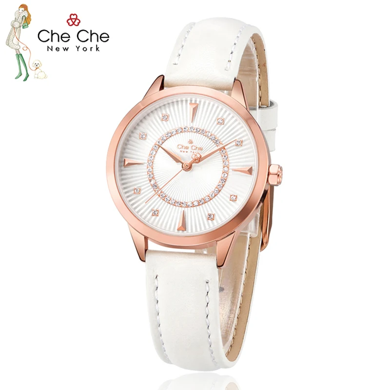 CHECHE Watch female genuine cherry gemstone light luxury temperament quartz tide elegant fashion simple thin send gift box CC038