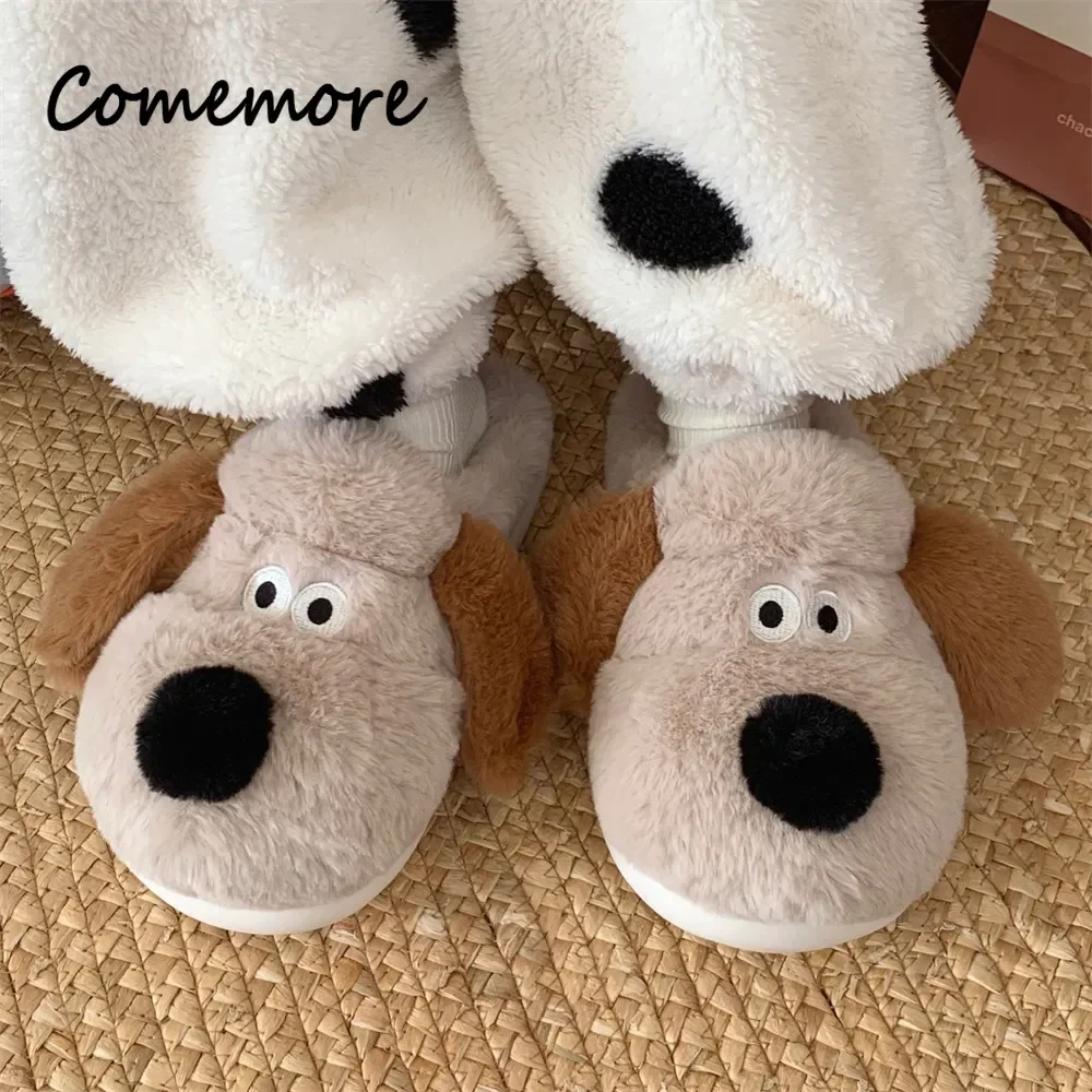 Cute Crocodiles Single Band Winter New Women Slipper Soft Heel Platform Fur Warm Indoor Comfortable Home Fluffy Home Slippers