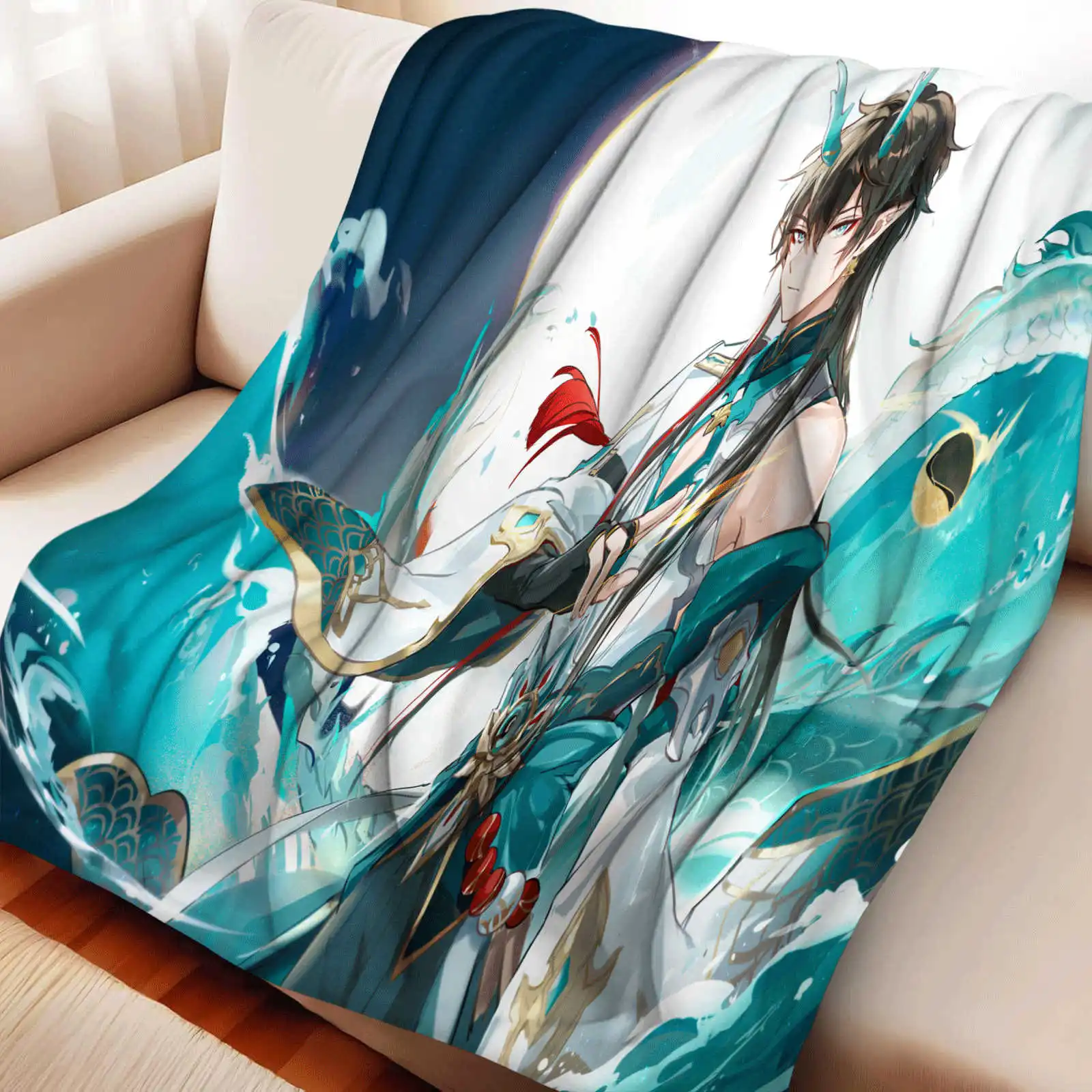 

Honkai Star Rail Dan Heng Flannel Blanket Sofa Warm Softs Cute Nap Blankets for Bed Living Room Bedroom