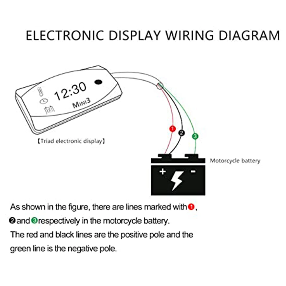 1pc Universal Mini 3 in 1 Meter Instruction LED Display Air Temp+Time+Volt Meter Gauge Multi-Function for Scooter Bike Motorcycl