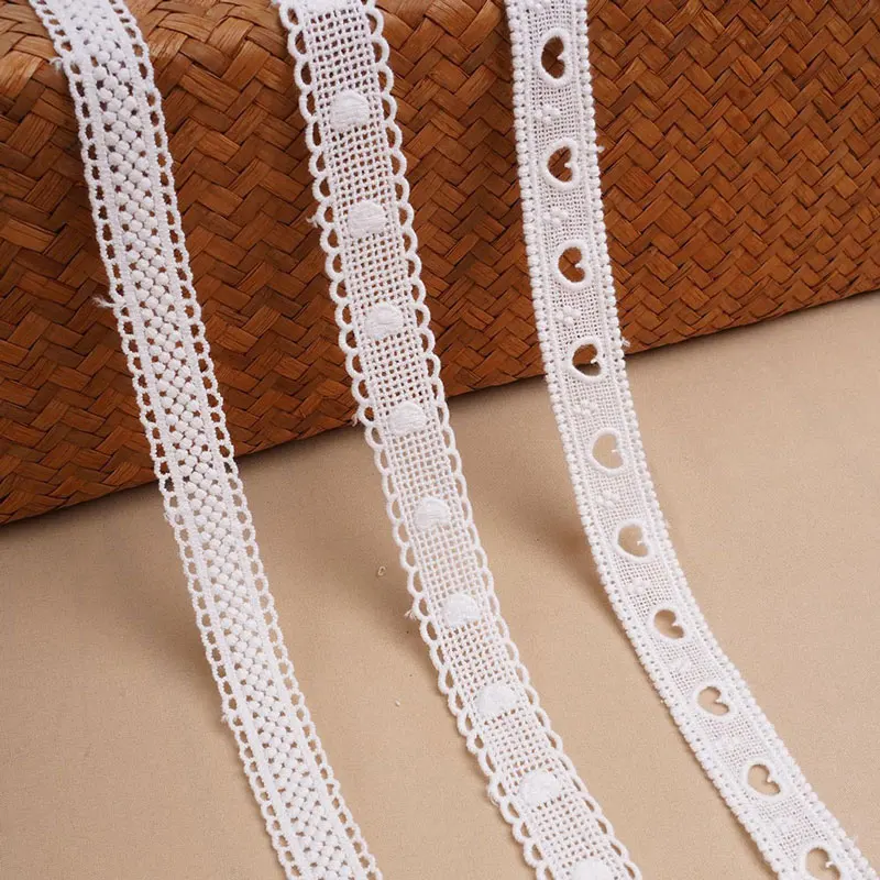 1 Meter Embroidery Cotton Thread DIY White Lace Trim Flowers Love Double Lock lace For Crafts Sewing Accessories Ribbon