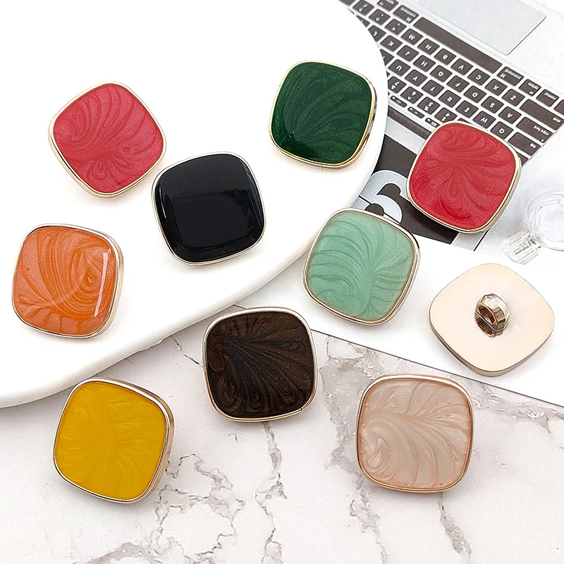 6/10Pcs New 25mm Square Buttons Embellishments For Clothing Shirt Dress Knit Sweater Decorative Buttons Fashion Clothing Buttons