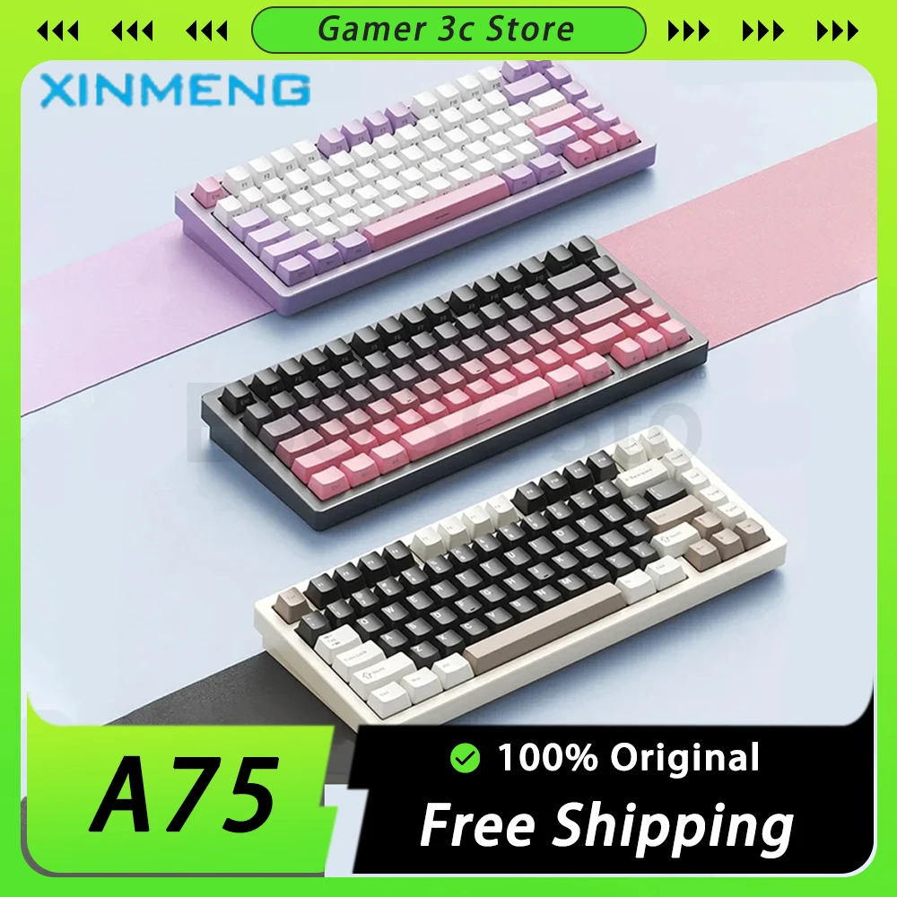 

Xinmeng A75 Mechanical Keyboard Three Mode Wireless Gaming Keyboards Aluminium Alloy Customized Keyboard QMK VIA PC Accessories