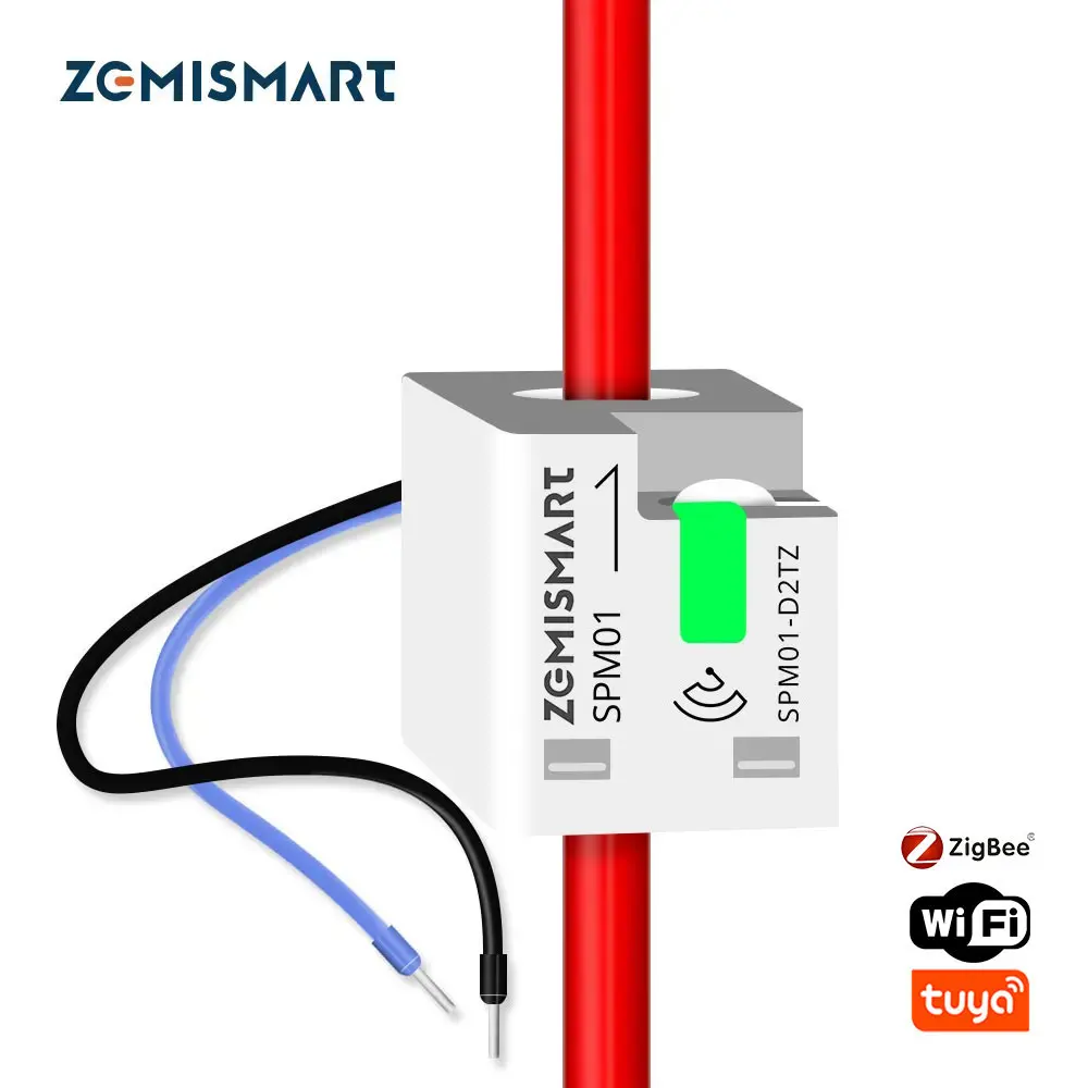 Zemismart Zigbee WiFi 63A MiNi Energy Meter Electric Monitor Sensor Work with Tuya Zigbee2mqtt Home Assistant Real-time Measure