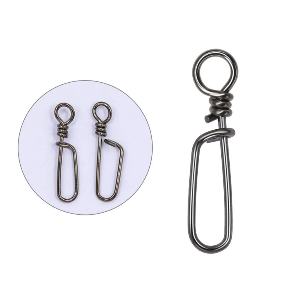 50 Stück Tintenfisch-Angelverschlüsse aus Edelstahl, Angelköder-Verbinder, Wirbel, Solide Ringe, Sicherheitsverschlüsse, Angelhaken-Pins