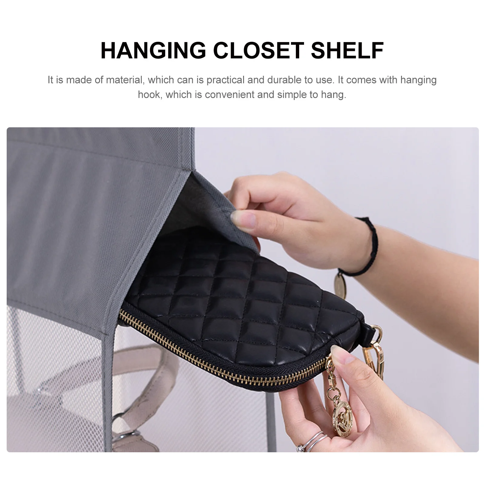 

Hanging Closet Shelf Multi-Layer Storage Container Heavy Duty Fabric Organizer for Bedroom Closet with Viewing Windows Space
