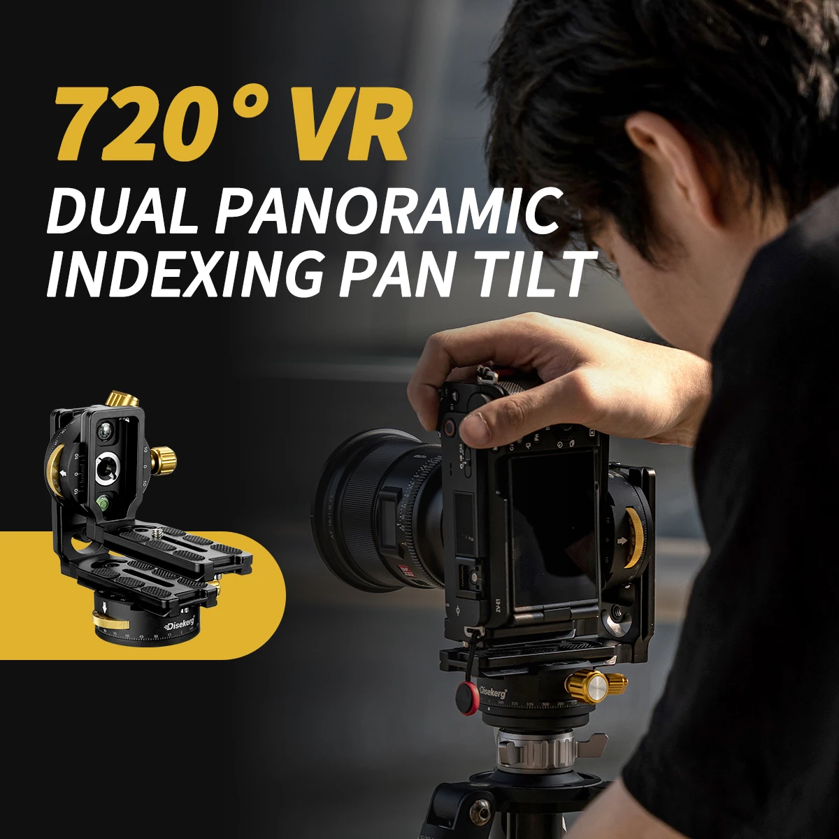 MECO DISE 720VR Panoramic Head, 360° Dual Indexing Gimbal for Camera 3D Panorama Video Splicing Tripod Mount Photo Accessory
