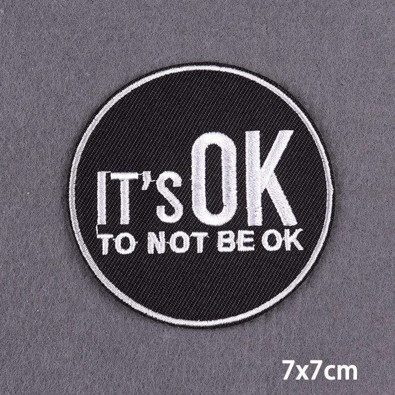 Schwarzer Aufnäher mit Slogan zum Aufbügeln für Kleidung, DIY-Stickerei-Applikation, Bügelbare Aufnäher, DIY-Bügelsticker, Abzeichen – Detail 24