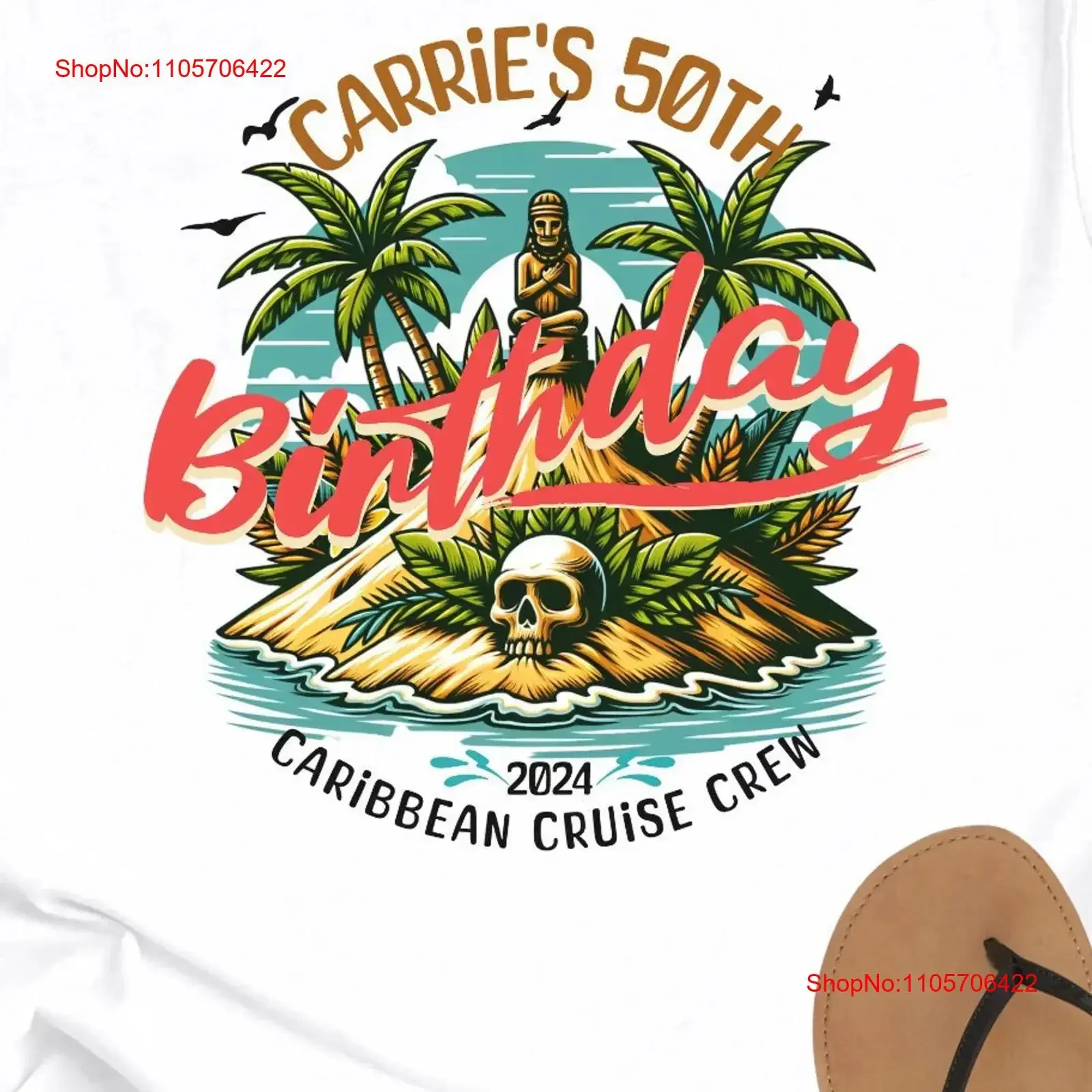 50th Birthday Cruise T shirt Group Vacation Caribbean Cruisin Tropical Friends Trip Crew Milestone Matching Hawaiian Tripping