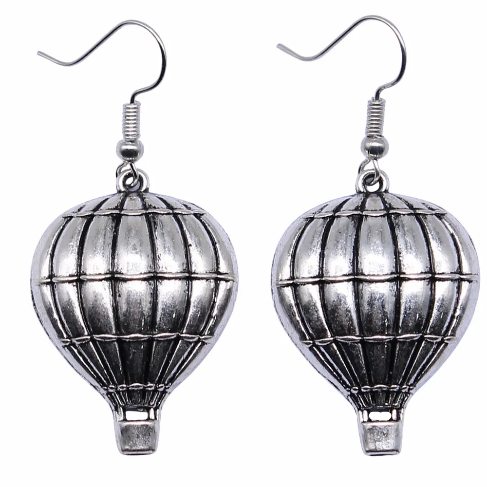 Fashion Handmade Simple Design Antique Silver Color Hot Air Balloon Pendant Earrings Drop Earrings image 4
