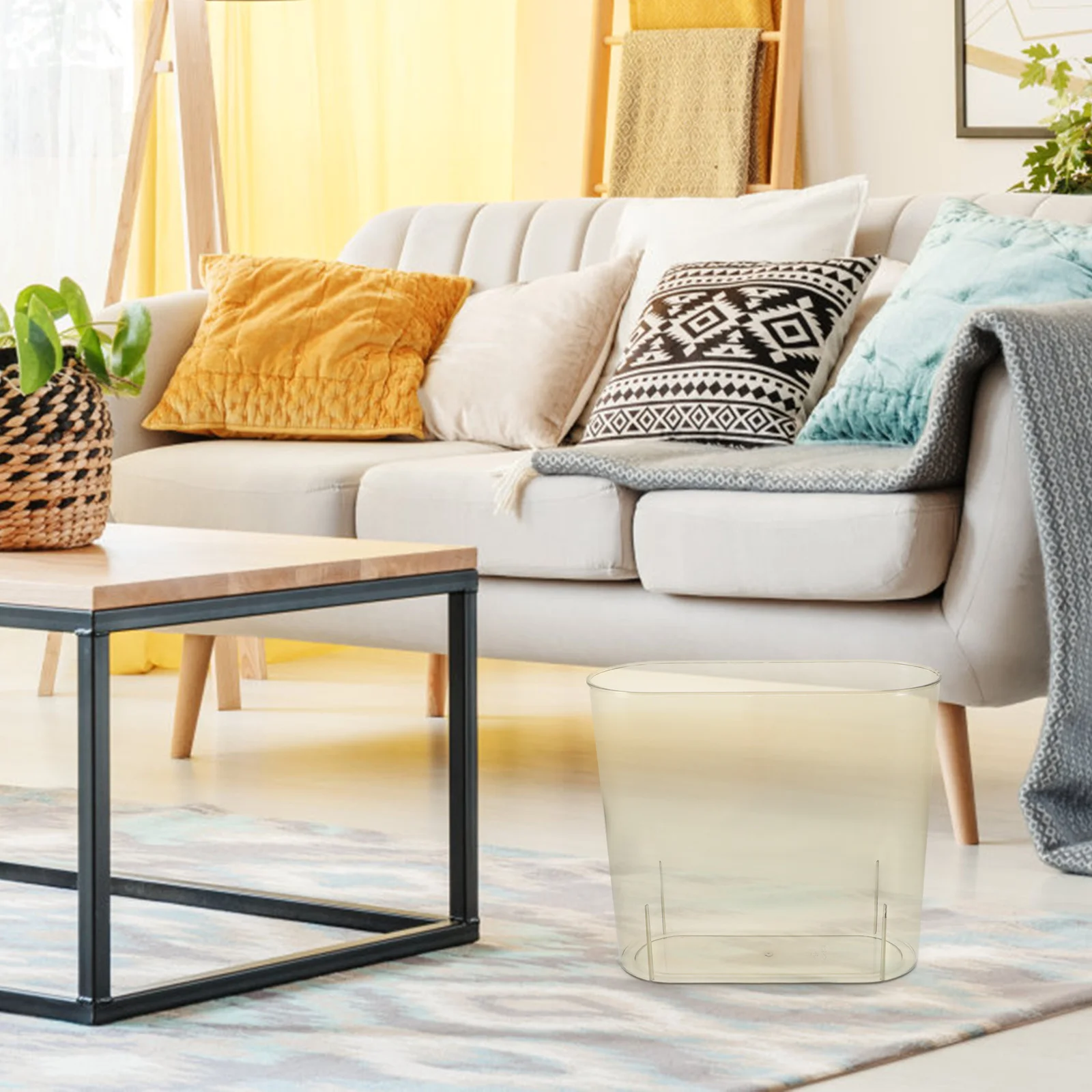 

Small Trash Can 8L Transparent Slim Pet Plastic Household Waste Bin For Kitchen Bathroom Bedroom Office Clear Garbage Container