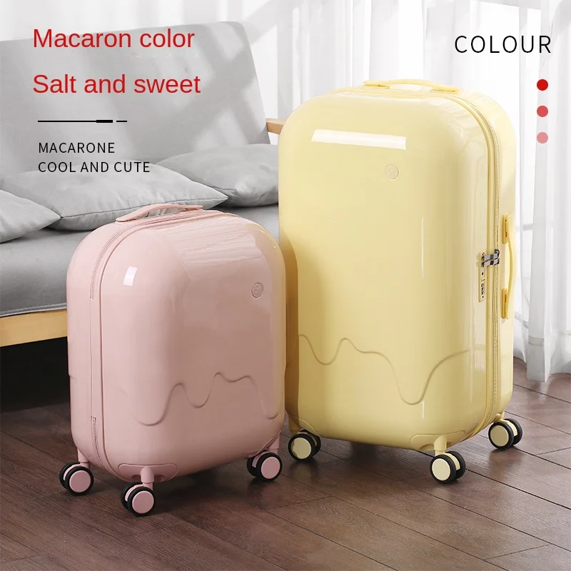 Ice Cream Bubble Luggage Women\'s Lightweight Mute Universal Wheel Trolley Case Solid Suitcase 20Inch Boarding Password Suitcase