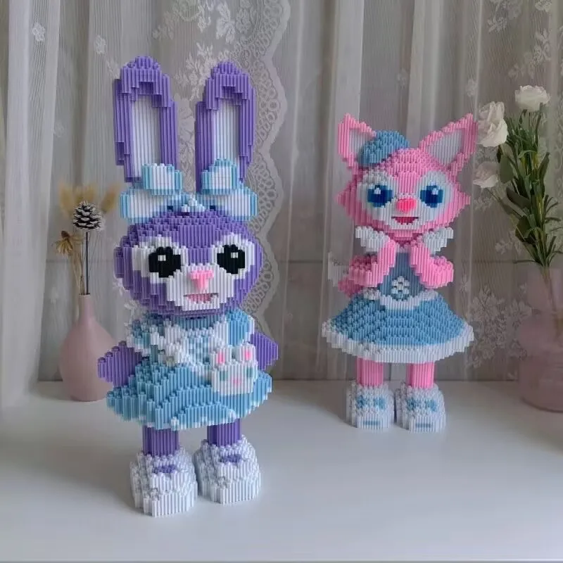 Cartoon the Blue Dress Bunny and the Fox Building Block Anime Assemble Action Model Zabawki dla dzieci Klocki DIY Prezent urodzinowy Nowy