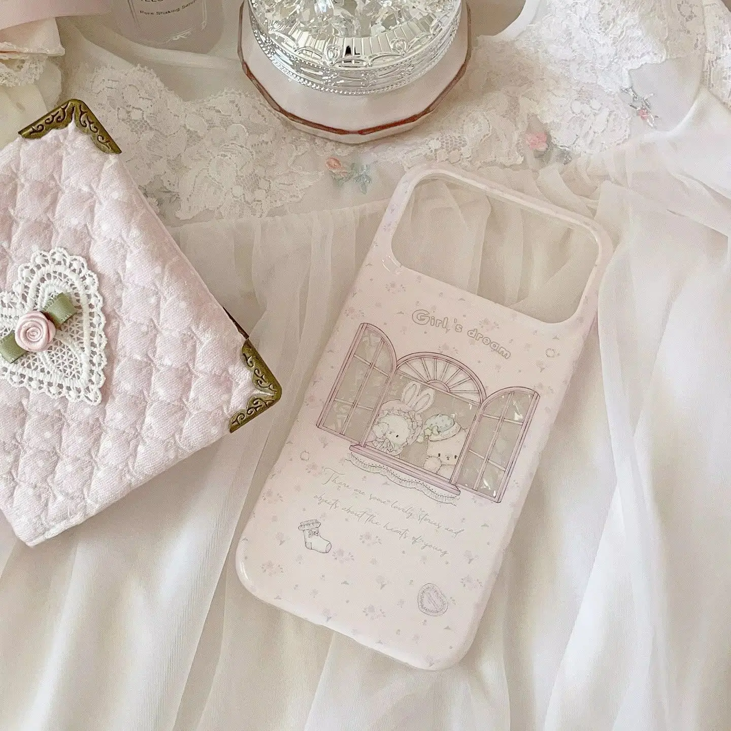 Funda de Teléfono Kawaii con Diseño de Conejito y Flores Rosadas Estilo Y2K para iPhone 17 16 15 14 13 12 11 Pro XR XS X Max 7 8 Plus MINI