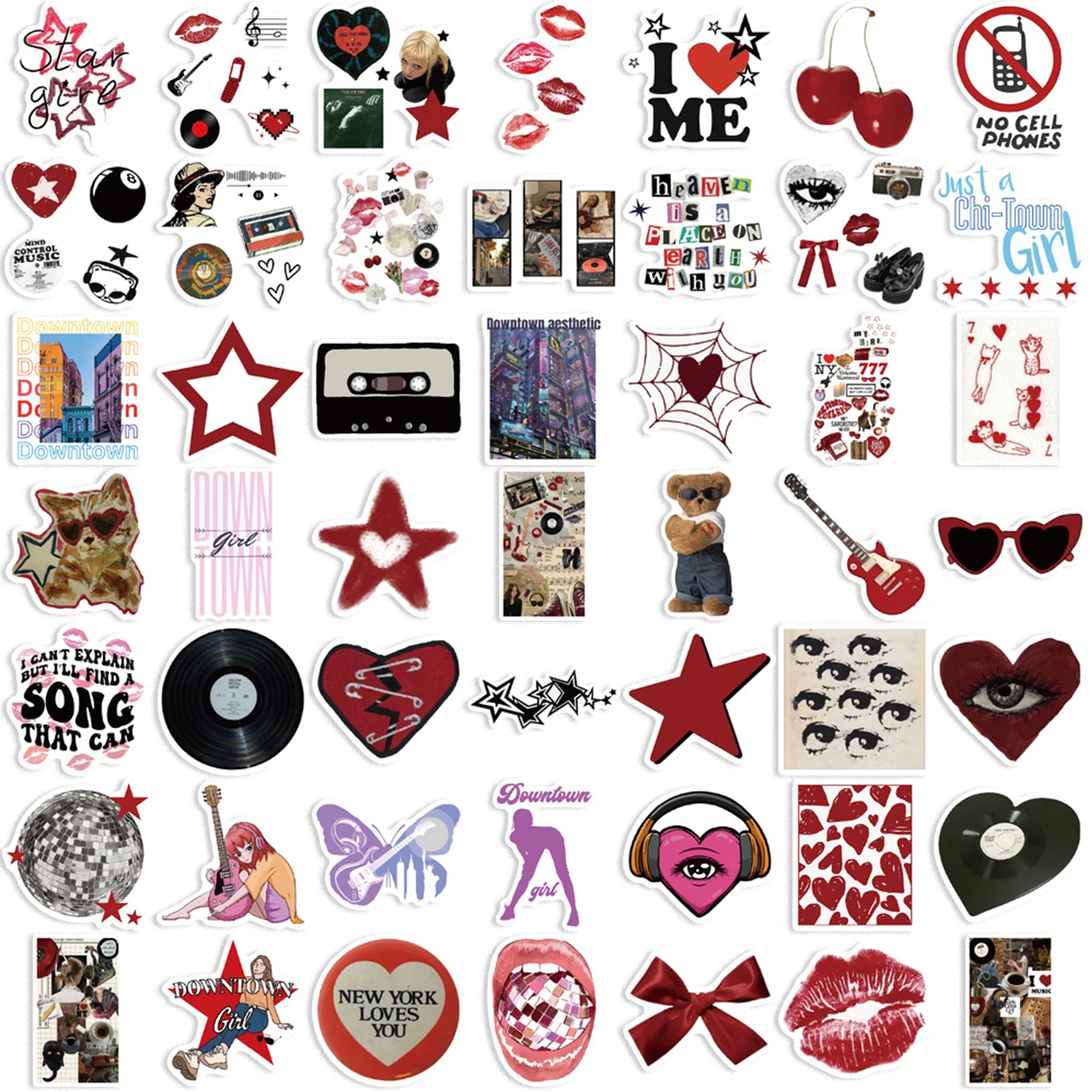 50pcs Downtown Y2K Cartoon Graffiti Stickers telefono chitarra Laptop Notebook valigia bottiglie d'acqua adesivo impermeabile regalo