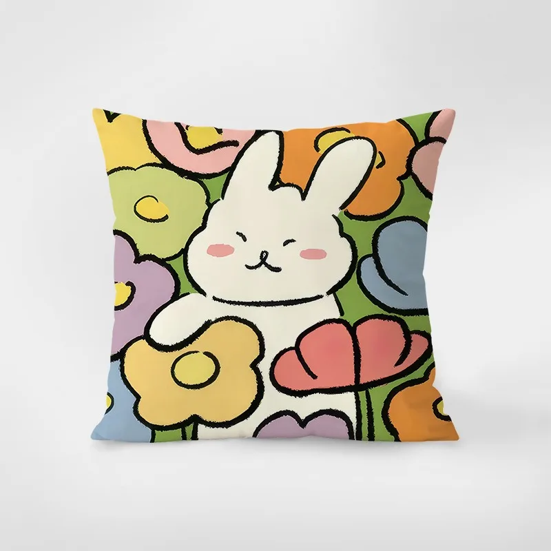 Cartoon Style Happy Cute Pet Hug Pillowcase Dormitory Decoration Office Living Room Sofa Home Pillowcase