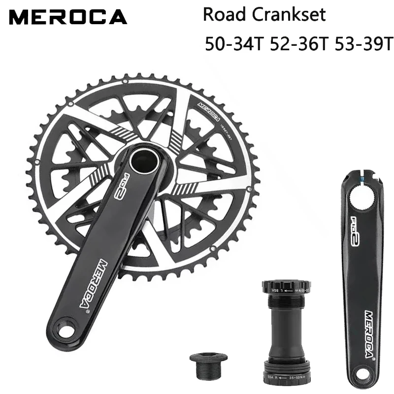 

MEROCA 9/10/11 Speed 170mm Straight mounted Aluminum Alloy Road Bicycle Crankset 50t-34t/52t-36t/53t-39t Bicycle Parts